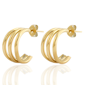 Oorbellen van Stainless steel Roestvrij staal (RVS) oorstekers creolen Goud