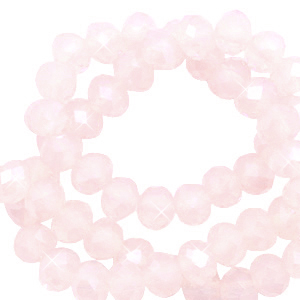 Facet kralen top quality disc 4x3mm Soft pink opal-pearl shine coating