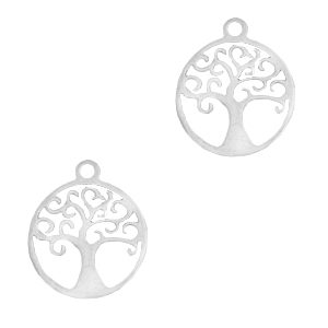 Bedels van Stainless steel Roestvrij staal (RVS) tree of life Zilver