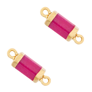 Hangers van natuursteen tussenstuk hexagon Magenta purple-gold