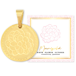 Mix & Match bedels van Stainless steel Roestvrij staal (RVS) 15mm Birth flower October-Marigold Goud