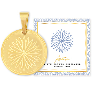 Mix & Match bedels van Stainless steel Roestvrij staal (RVS) 15mm Birth flower September-Aster Goud