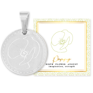 Mix & Match bedels van Stainless steel Roestvrij staal (RVS) 15mm Birth flower August-Poppy Zilver
