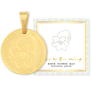Mix & Match bedels van Stainless steel Roestvrij staal (RVS) 15mm Birth flower May-Lily of the valley Goud