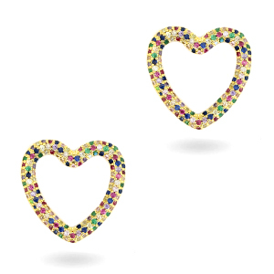 Zirkonia rainbow heart tussenstuk Gold