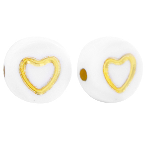Acryl letterkralen heart White-gold
