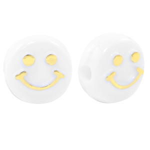 Acryl letterkralen smiley White-gold