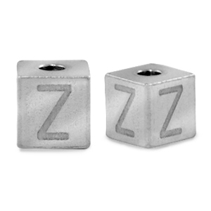 Kralen van Stainless steel Roestvrij staal (RVS) letter Z Zilver