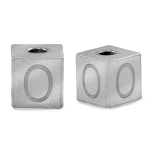 Kralen van stainless steel Roestvrij staal (RVS) letter O Zilver