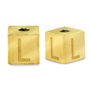 Kralen van stainless steel Roestvrij staal (RVS) letter L Goud