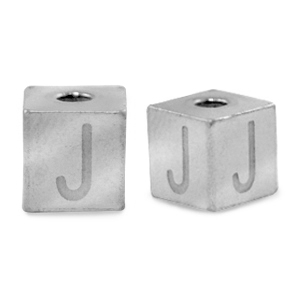 Kralen van stainless steel Roestvrij staal (RVS) letter J Zilver