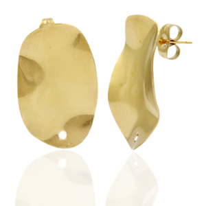 Oorbellen van Stainless steel Roestvrij staal (RVS) oorsteker oval met oogje Goud