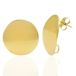 Oorbellen van Stainless steel Roestvrij staal (RVS) oorsteker 20mm met oogje Goud