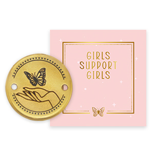 Girls Support Girls metaal bedels DQ tussenstuk Goud (nikkelvrij) 50% donatie aan Free a Girl