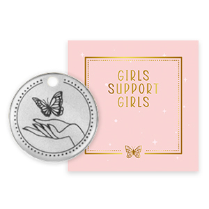 Girls Support Girls metaal bedels DQ Antiek zilver (nikkelvrij) 50% donatie aan Free a Girl