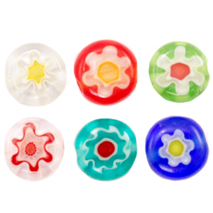 Millefiori glaskralen disc flower 6mm Multicolour
