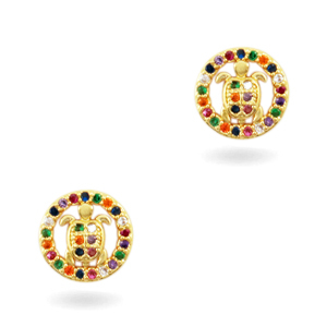 Brass elements Zirkonia rainbow schildpad Gold