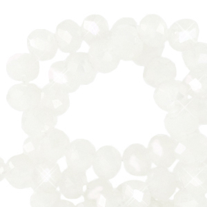 Facet kralen top quality disc 4x3 mm Daisy white-pearl shine coating