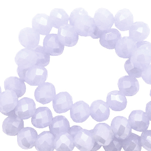 Facet kralen top quality disc 8x6 mm Soft lavender blue-pearl shine coating