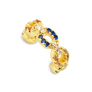 Zirkonia rainbow ear cuff Gold