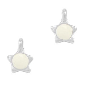Metaal bedels DQ  ster Creamy white-antique silver (nikkelvrij)