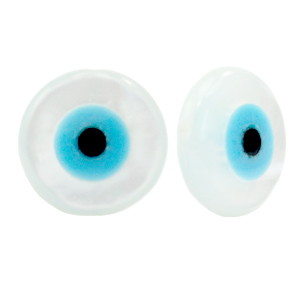 Schelp kralen disc evil eye White
