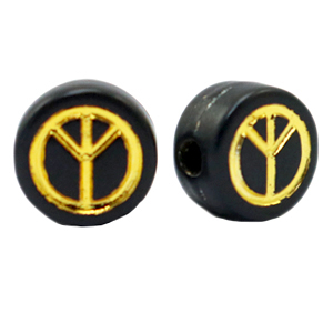 Acryl letterkralen peace Black-gold