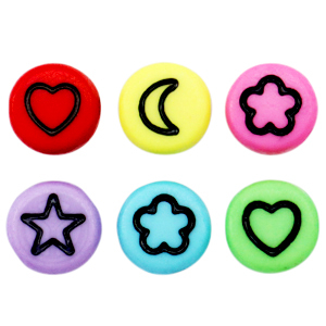 Acryl letterkralen icon mix Multicolour-black