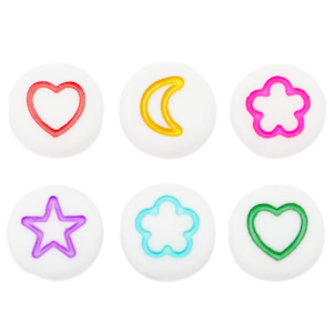 Acryl letterkralen icon mix White-multicolour
