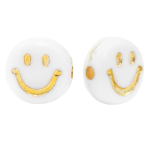 Acryl letterkralen smiley White-gold
