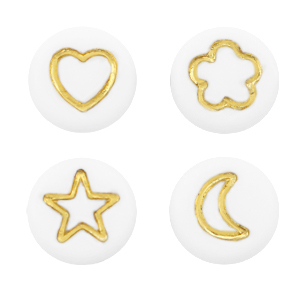 Acryl letterkralen icon mix White-gold