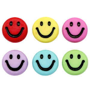 Acryl letterkralen smiley Multicolour-black