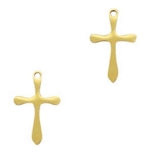 Bedels van Stainless steel Roestvrij staal (RVS) cross Goud
