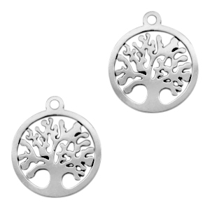 Bedels van Stainless steel Roestvrij staal (RVS) tree of life Zilver