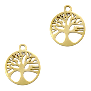 Bedels van Stainless steel Roestvrij staal (RVS) tree of life Goud
