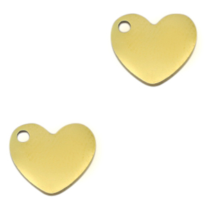 Bedels van Stainless steel Roestvrij staal (RVS) heart Goud