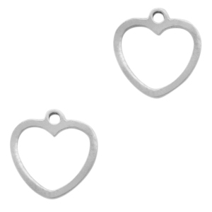 Bedels van Stainless steel Roestvrij staal (RVS) heart Zilver