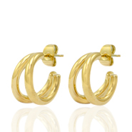 Oorbellen van Stainless steel Roestvrij staal (RVS) oorsteker creolen Goud