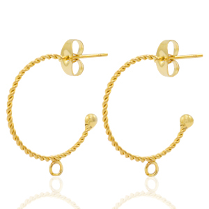 Oorbellen van Stainless steel Roestvrij staal (RVS) oorstekers creolen met oogje Goud