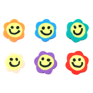Polymeer kraal bloem smiley Multicolour