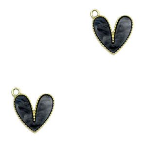 Hangers van Resin heart Gold-anthracite