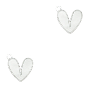 Hangers van Resin heart Silver-off white
