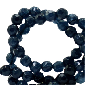 4 mm kralen natuursteen Jade facet geslepen Dark blue