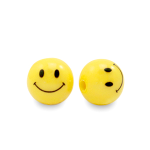 8 mm kralen van acryl smiley Yellow