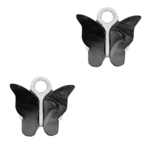 Hangers van Resin butterfly Silver-anthracite