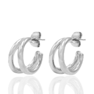 Oorbellen van Stainless steel Roestvrij staal (RVS) oorsteker creolen Zilver