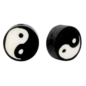 Polymeer kraal Yin & Yang Black-white