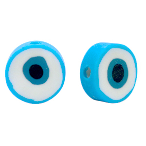 Polymeer kraal evil eye Light blue