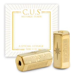 C.U.S&reg; message beads "lucky" & klaver Goud (nikkelvrij)