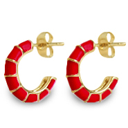 Musthave oorbellen/oorstekers creolen enamel 16mm Red-gold